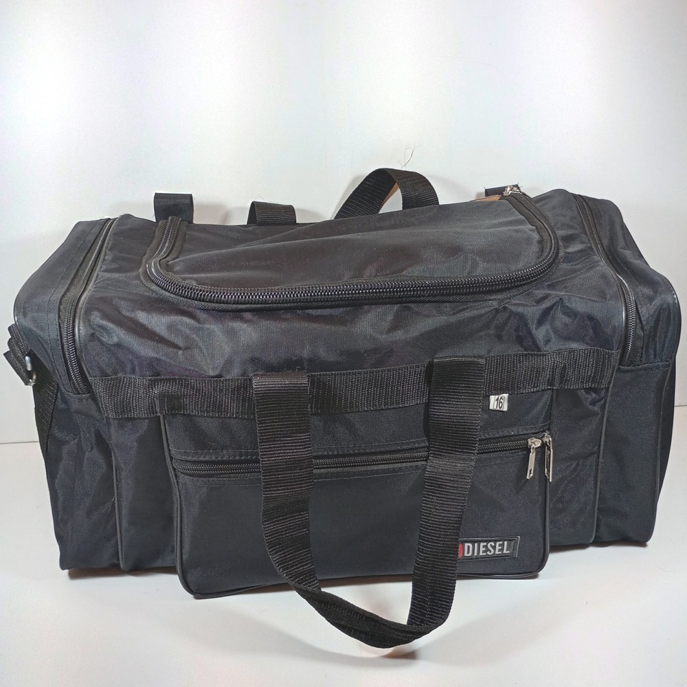 Diesel Duffel Bag Large Black Nylon Good Multi-Pocket Travel Gym Weekender Bag